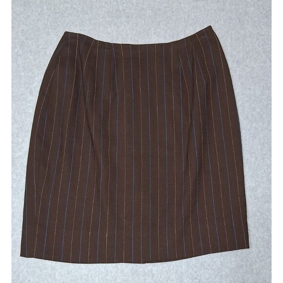 Anne Klein Dresses & Skirts - Anne Klein II 100% Wool Pinstripe Pencil Mini Skirt Size 2 Brown Office Siren